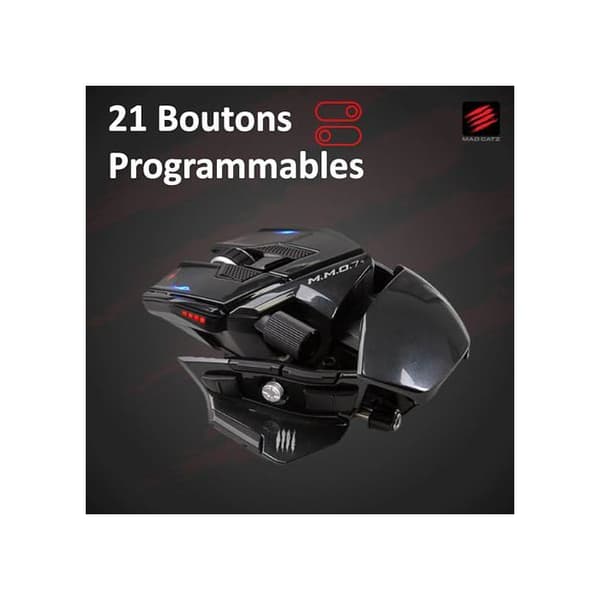 M.M.O. 7+ Souris Gaming MMO Trådad och Trådlös - 21 Programmerbara Ingångar + 5D Knapp + Shift-läge x2 + 5 Profiler + Sensor