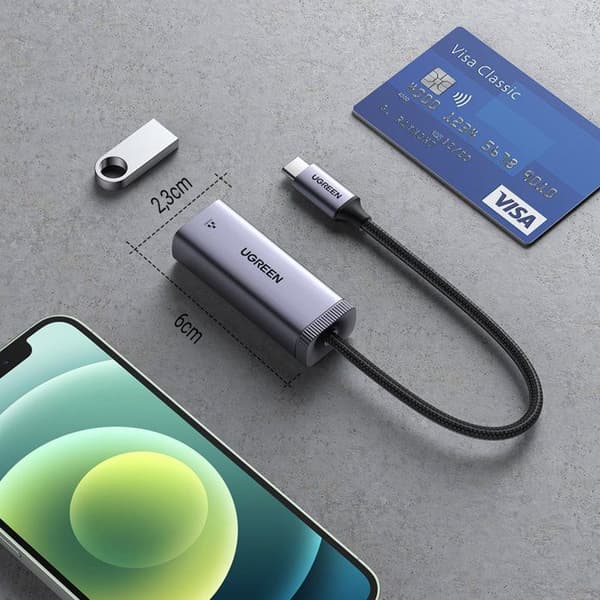 USB C til Ethernet-adapter - UGREEN - Thunderbolt 3 - 1000Mbps - Kompatibel med MacBook Pro - Hvid