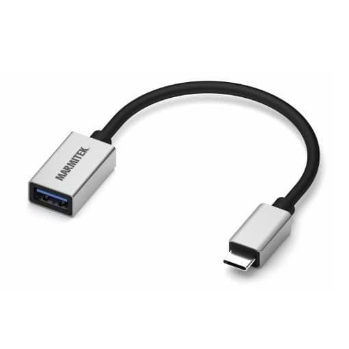 USB-C til USB-A adapter - MARMITEK - CONNECT 8375 - 0,15m - USB 3.2 Gen 1 - Sort, Sølv