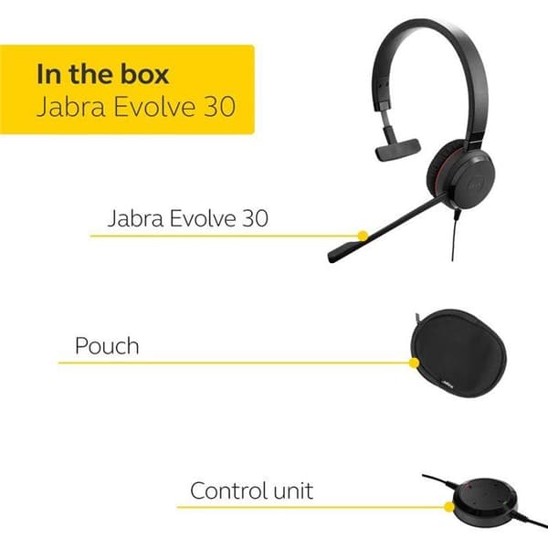 Jabra Evolve 30 II UC Mono - Kablet - Supra-aural - Støjdæmpende - Sort