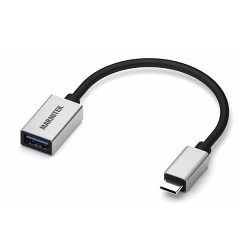 USB-C til USB-A adapter - MARMITEK - CONNECT 8375 - 0,15m - USB 3.2 Gen 1 - Sort, Sølv