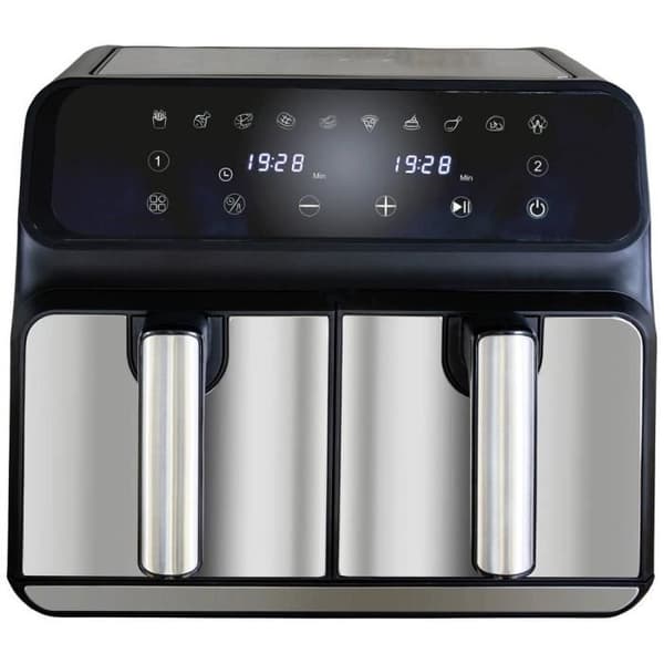 Luftfriture - Unold - TWIN ZONE - 1700 W - 2 termostater - Sort rustfrit stål