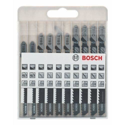 Kasse med stiksavklinger - Bosch - x-Pro Line STS - 10 styk - Stål - Basic til træ