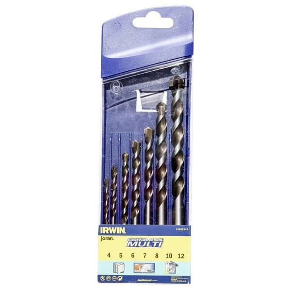 Multi-materiale bor sæt - IRWIN - 10501940 - 7 dele (Ø 4-12 mm) - Multi-materiale - Solgt i pakke