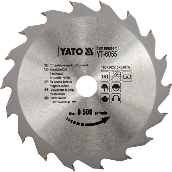 Savblad i carbide 160 x 20 mm, 18 tænder
