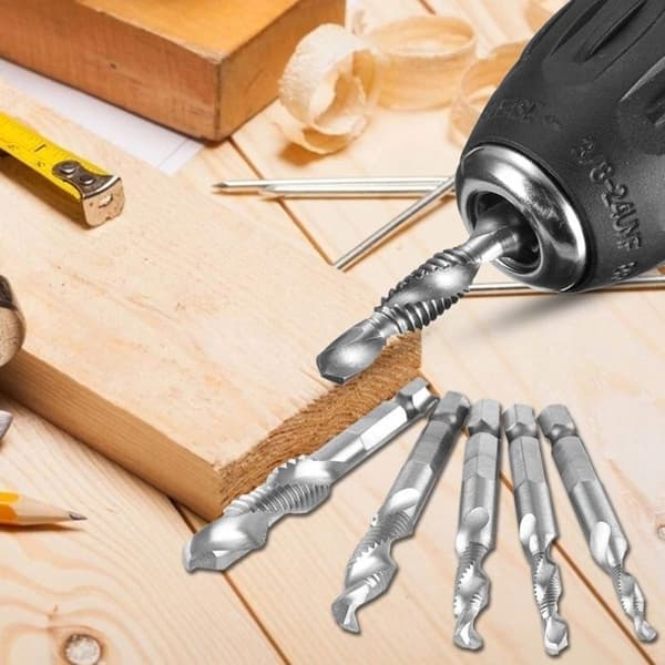 Hexagonale HSS M3-M10 boreværktøjer med adapter 7 dele SilverTools