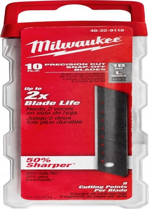 Skärblad - MILWAUKEE - 18 mm Mikrokarbid - 10 stycken - 8 segment - Distributör ingår