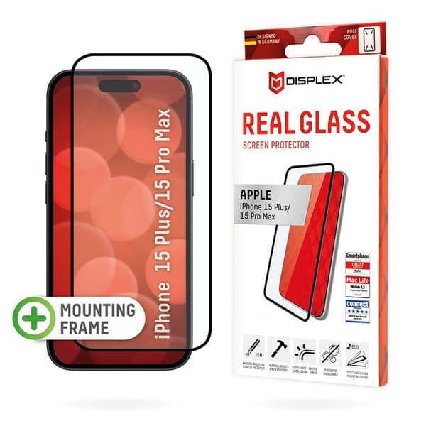 Cover til iPhone 16 Pro - DISPLEX - Helglas - Sort - Maksimal beskyttelse - Stiv