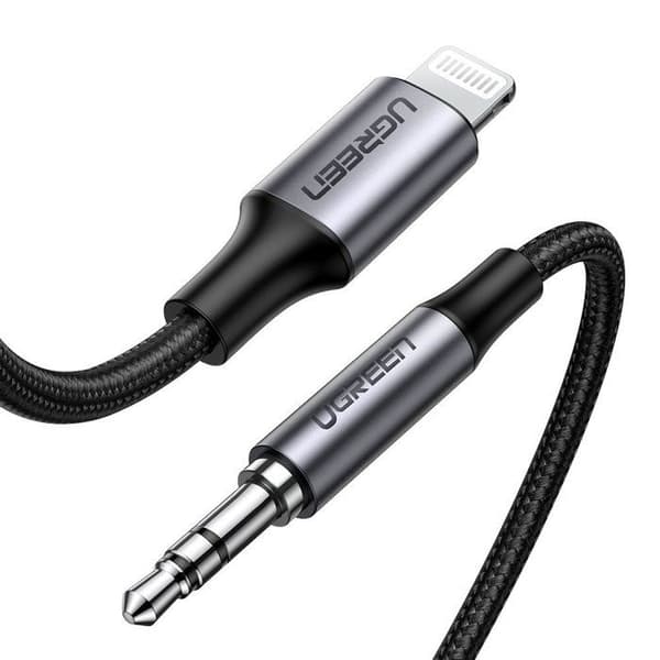 Lightning-kabel - UGREEN - 1M - MFi - Jack 3.5mm - Nylonvævet
