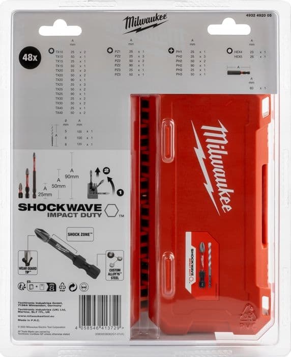 SHOCKWAVE™ bits - MILWAUKEE - 48 dele - Behandlet stål - Kompatibel med Packout - Maksimal modstand