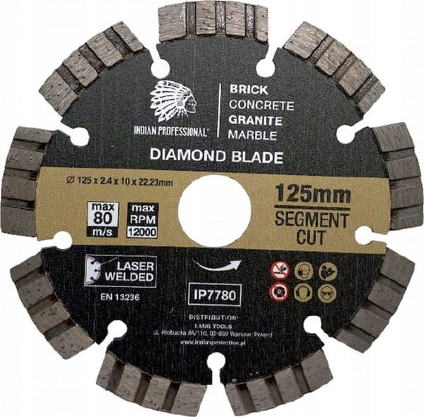 Diamantskive - IP7780 - 125mm - Turbo segment - Professionel