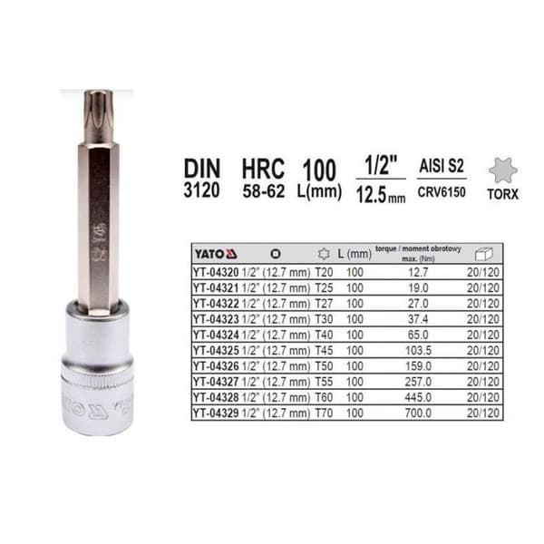 Douilles - Yato torx socket wrench t30 100mm