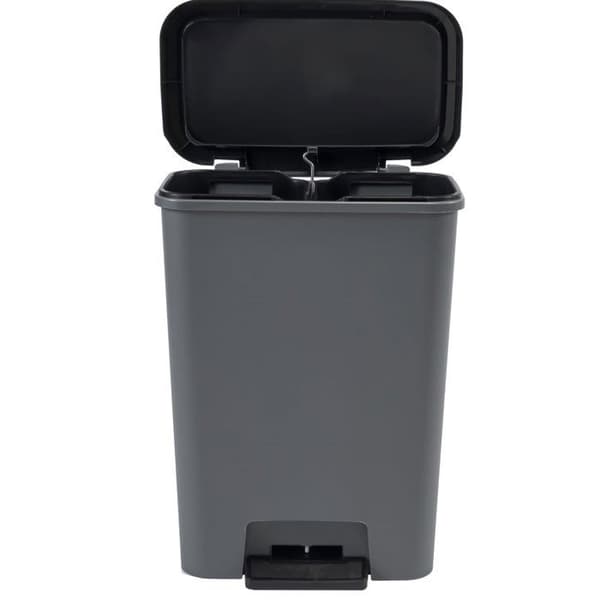 Duo-polkupedaali - CURVER - COMPATTA - 23 L + 23 L - Tummanharmaa - Polypropeeni