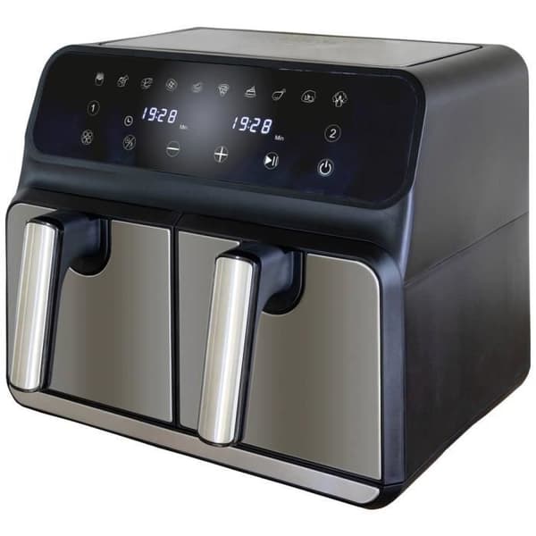 Luftfriture - Unold - TWIN ZONE - 1700 W - 2 termostater - Sort rustfrit stål