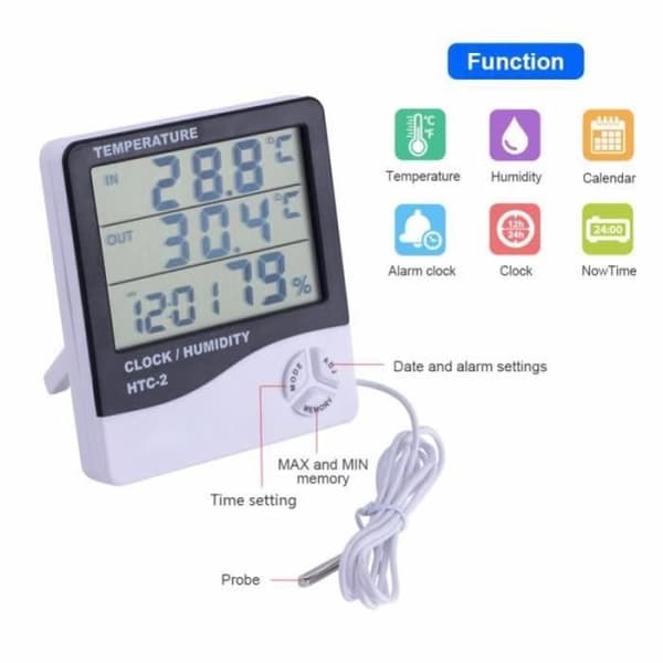 Termometer - HYDROMETER - Väderstation - Digital inomhus - Utomhussensor - Hygrometer
