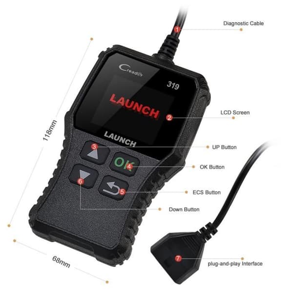 LAUNCH CR319 Scanner Auto Diagnostik OBD II CR3001/Can til at Læse og Slette Motorfejl Koder