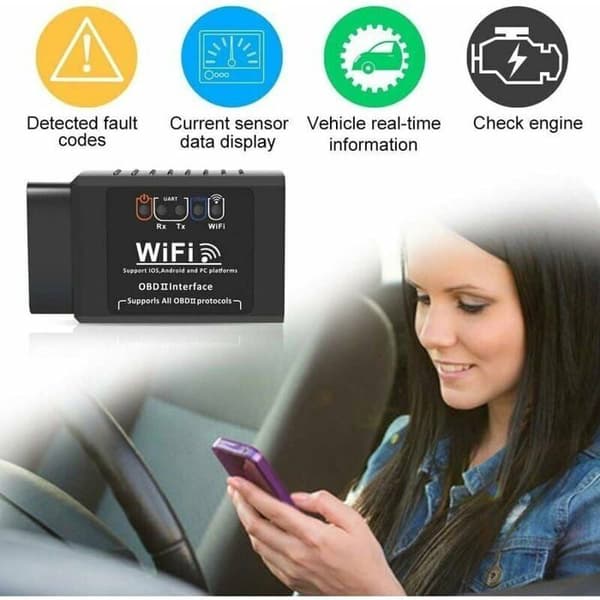 Fejlkode Scanner - PZCC - OBD2 - WiFi - Multimærke - Sort