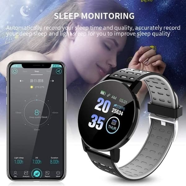 Smartklocka - 123 - Bluetooth - Blodtrycksmätare - Multisport - Svart