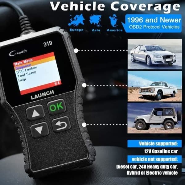 GOOD-LAUNCH CR319 Car Diagnostic OBD2 Scanner Error Code Reader på franska