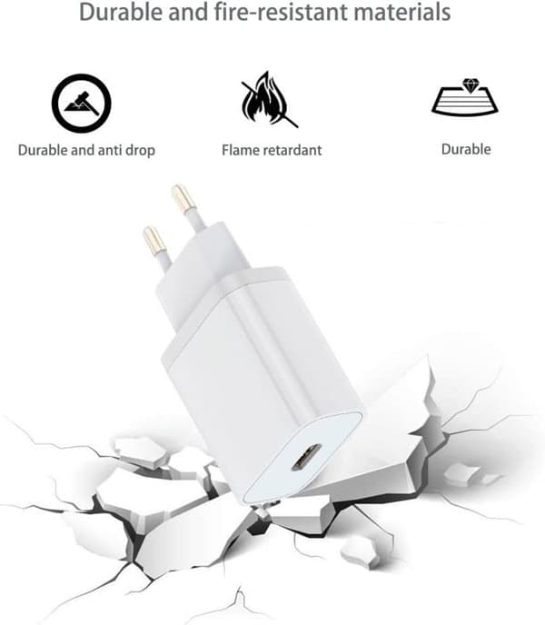 Lader - SQUARE DIFFUSION - 20W - Hurtig opladning - USB C - Kabel 1,5M