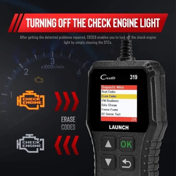 LAUNCH CR319 OBD2 - EOBD-Can Auto Diagnostic Scanner för att läsa och rensa motorfelkoder, EVAP och Cap Tester,77