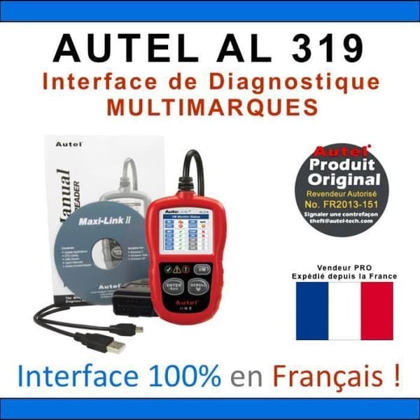 Diagnostisk Interface AUTO MultiMærker - AUTEL AutoLink AL319 - OBD2 - VAG COM
