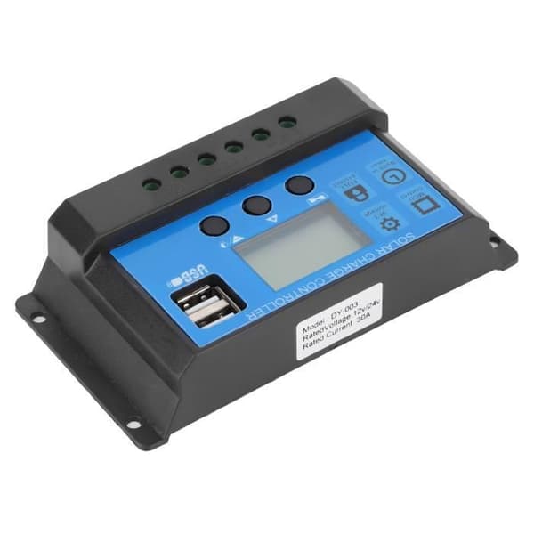 GOTOTOP Solar Controller 30A LCD Solar Charge Controller Auto Identifiering 12V 24V Fullständig PWM-kontroll