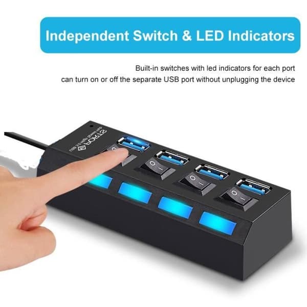 HUB USB - Multi - 7 Porte - Sort - USB 2.0 - Uden strømforsyning
