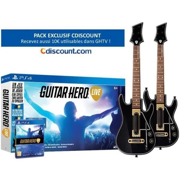 Pack Guitar Hero Live Spil PS4 + 2 Guitarer til PS4- REFURBISHED