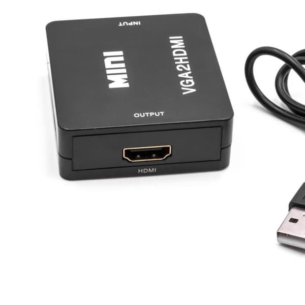 Adapter - vhbw - VGA til HDMI - Full HD - Plug & Play - Sort