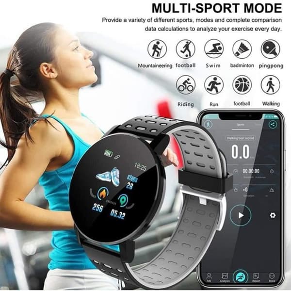 Smartwatch - 123 - Bluetooth - Blodtryksmonitor - Multisport - Sort