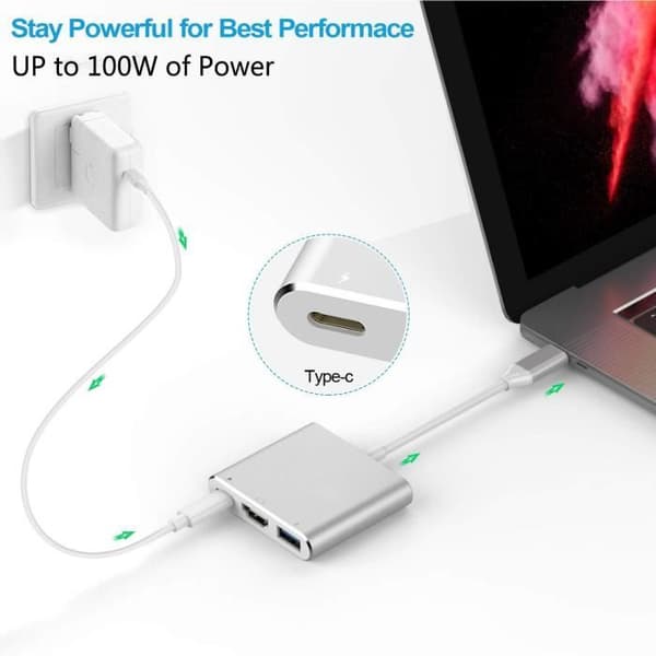 USB-C-sovitin - YLEINEN - Ototon - HDMI 4K - USB 3.0 - USB-C-lataus