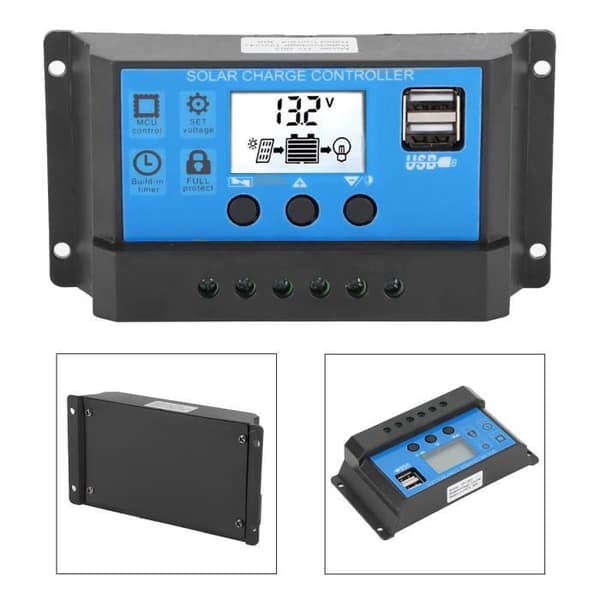 Solar Charge Controller, 30A 12V 24V Auto Identification Fullständig PWM Controller, plast för skydd