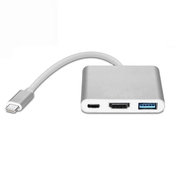 INF Multiport USB-C til USB, USB-C (USB PD), kompatibel med HDMI 4K Sølv