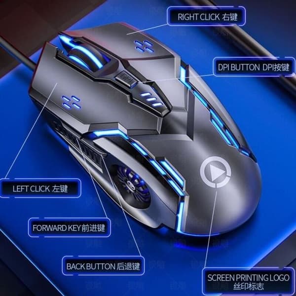 NBDN02330-Sort og hvid kabelmus. 6 programmerbare knapper. 3200 DPI. USB. til bærbar computer. Gamer PC. med