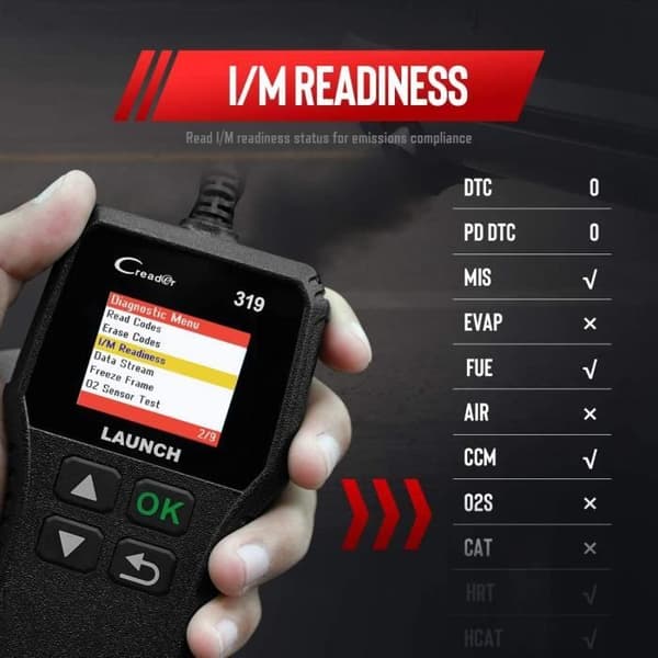 LAUNCH CR319 Scanner Auto Diagnostik OBD2 - EOBD-Can til at Læse og Slette Motorfejlkoder, EVAP og Sensor Tester, 77