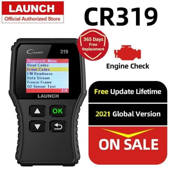 OBD2 Scanner - Launch - Creader 319 - Diagnostisk værktøj - Universel - Sort farve