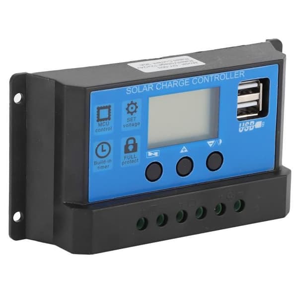 Cikonielf Solar Controller 30A 30A LCD Solar Charge Controller Auto Identifiering 12V 24V PWM Control