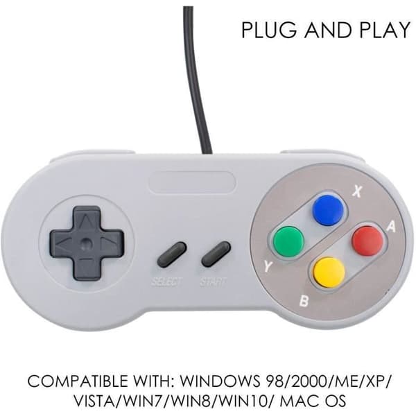 2 Pakke Snes-NES Imitation Controller USB - Klassisk Retro Spilcontroller Kompatibel med Spil-PC, Computer, Computer P[J15]