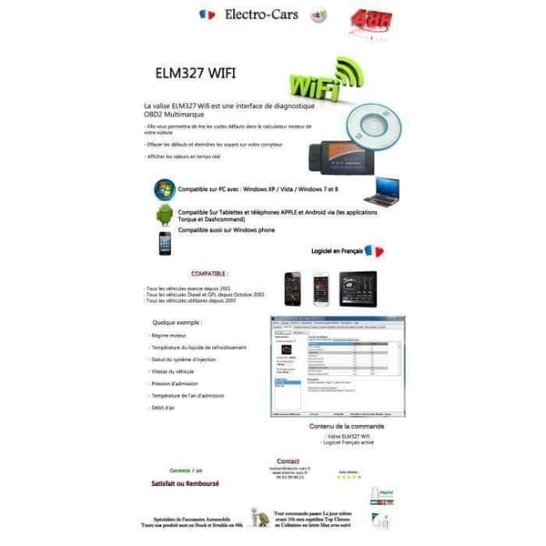 BILDIAGNOSTIK INTERFACE ELM327 WIFI MULTIMARKE OBD2
