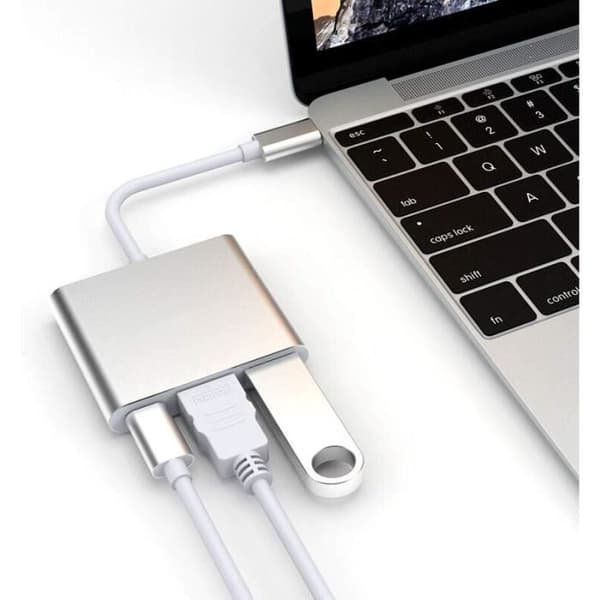 USB C til HDMI Adapter - GENERISK - 4K - 3 Porte - Plug & Play - Bærbar
