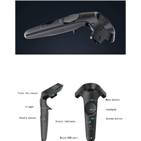 Manette VR - HTC - Vive Controller - Sort - 0,5 kg - Kompatibel med Android- USED