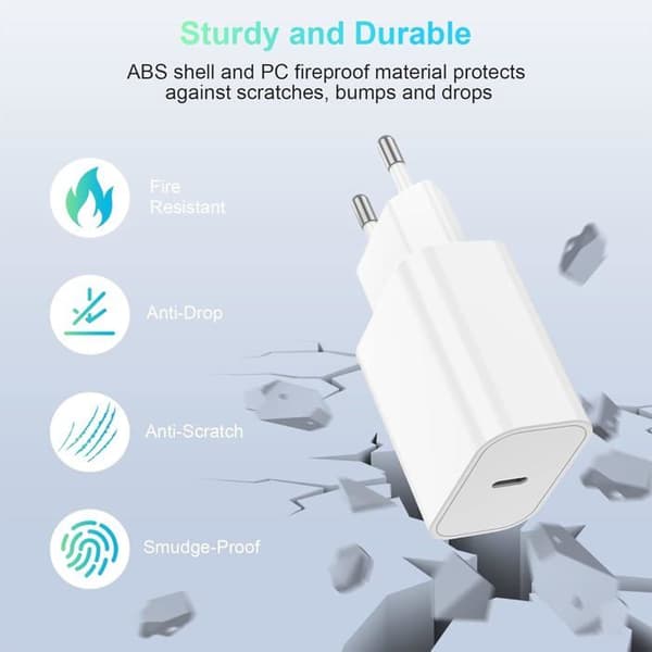 Hurtigoplader - Apple - iPhone 16 - 20W - USB-C - Kabel 2m