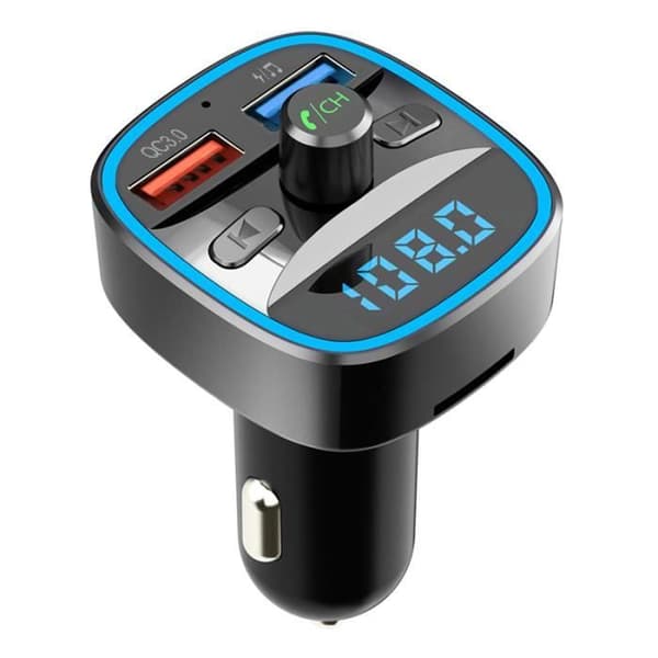 FM Bluetooth 5.0 sender - LEMON2 - Håndfri modulator - QC3.0 - Dobbelt USB oplader - Sort