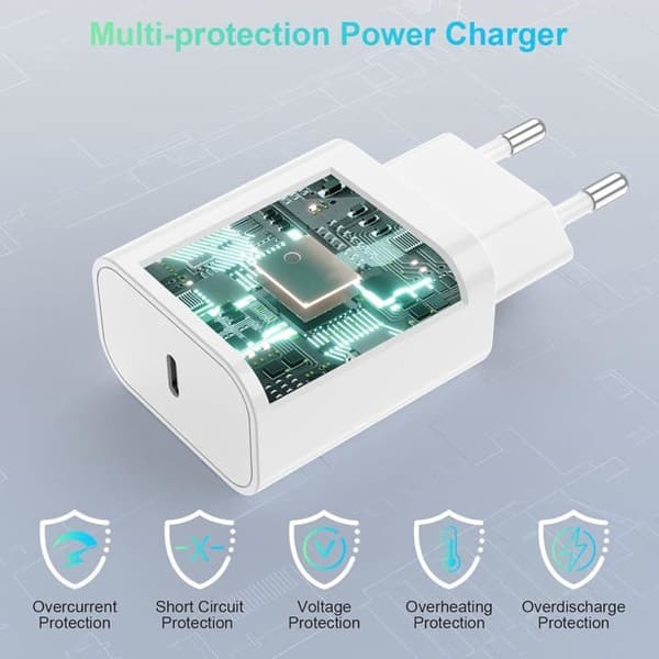 Nopea Lataus - Apple - iPhone 16 - 20W - USB-C - Kaapeli 2m