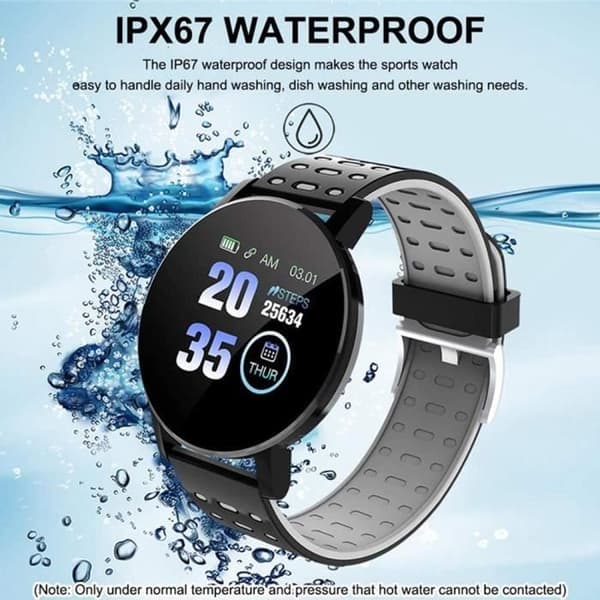 Smartklocka - 123 - Bluetooth - Blodtrycksmätare - Multisport - Svart