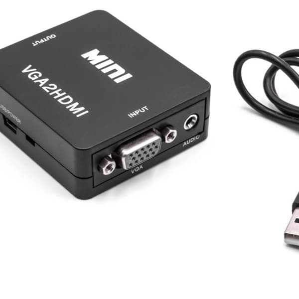 Adapter - vhbw - VGA til HDMI - Full HD - Plug & Play - Sort