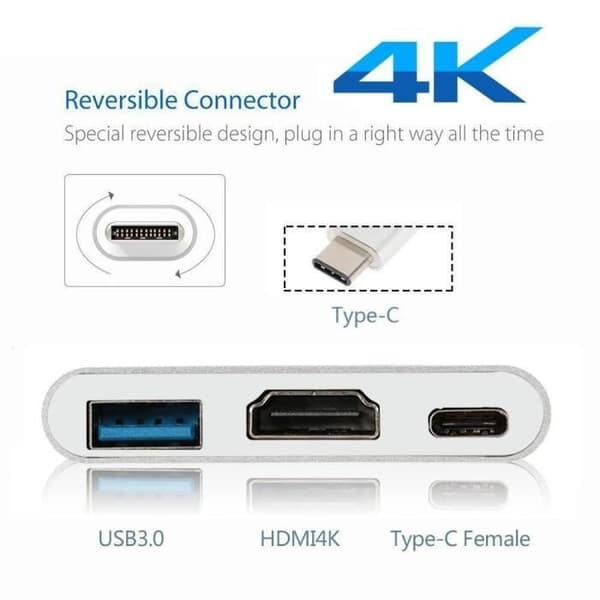 USB Type-C till HDMI / USB3.0 / USB 3.1 Type-C-adapter