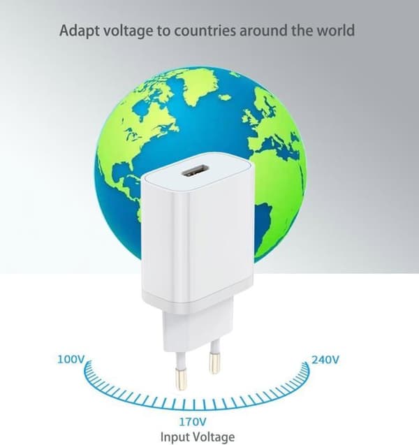 Laddare - SQUARE DIFFUSION - 20W - Snabbladdning - USB C - Kabel 1,5M
