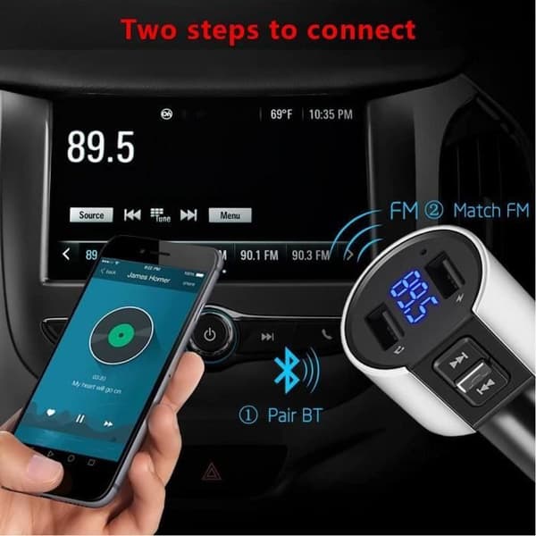 BIL FM TRANSMITTER Bil Bluetooth Adapter Bluetooth FM Transmitter Trådløs Biloplader Uden